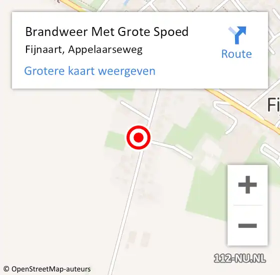 Locatie op kaart van de 112 melding: Brandweer Met Grote Spoed Naar Fijnaart, Appelaarseweg op 6 november 2022 09:33