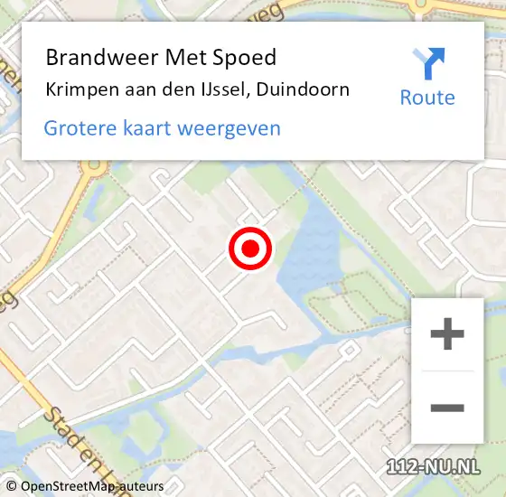 Locatie op kaart van de 112 melding: Brandweer Met Spoed Naar Krimpen aan den IJssel, Duindoorn op 6 november 2022 09:37