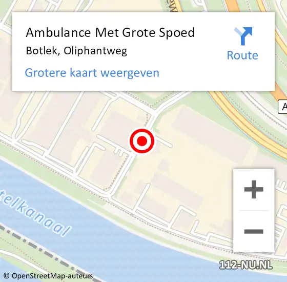 Locatie op kaart van de 112 melding: Ambulance Met Grote Spoed Naar Botlek, Oliphantweg op 4 augustus 2014 05:51