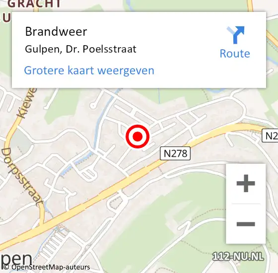 Locatie op kaart van de 112 melding: Brandweer Gulpen, Dr. Poelsstraat op 6 november 2022 10:51