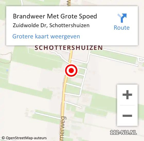 Locatie op kaart van de 112 melding: Brandweer Met Grote Spoed Naar Zuidwolde Dr, Schottershuizen op 4 augustus 2014 06:15