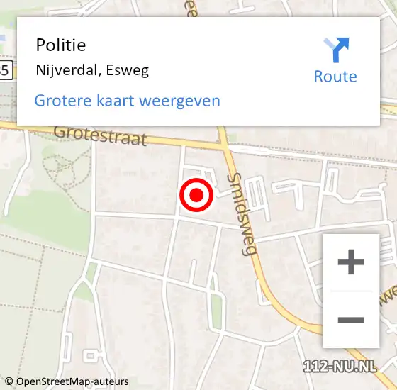 Locatie op kaart van de 112 melding: Politie Nijverdal, Esweg op 6 november 2022 11:07