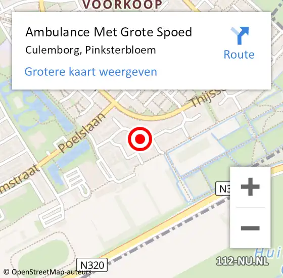 Locatie op kaart van de 112 melding: Ambulance Met Grote Spoed Naar Culemborg, Pinksterbloem op 6 november 2022 11:10