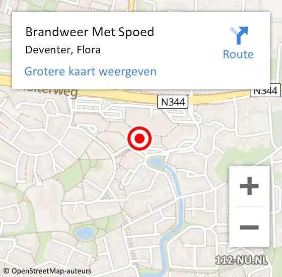 Locatie op kaart van de 112 melding: Brandweer Met Spoed Naar Deventer, Flora op 6 november 2022 11:17