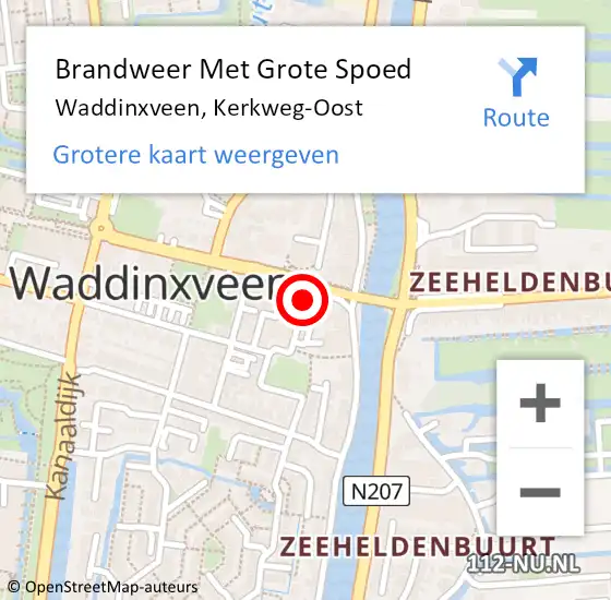 Locatie op kaart van de 112 melding: Brandweer Met Grote Spoed Naar Waddinxveen, Kerkweg-Oost op 6 november 2022 11:27