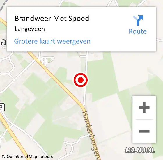 Locatie op kaart van de 112 melding: Brandweer Met Spoed Naar Langeveen op 6 november 2022 11:27