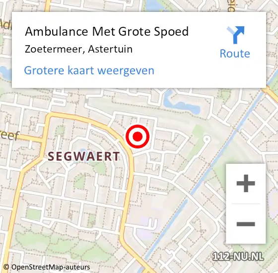 Locatie op kaart van de 112 melding: Ambulance Met Grote Spoed Naar Zoetermeer, Astertuin op 6 november 2022 11:29