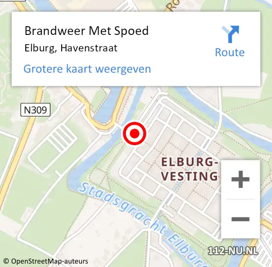 Locatie op kaart van de 112 melding: Brandweer Met Spoed Naar Elburg, Havenstraat op 6 november 2022 11:43