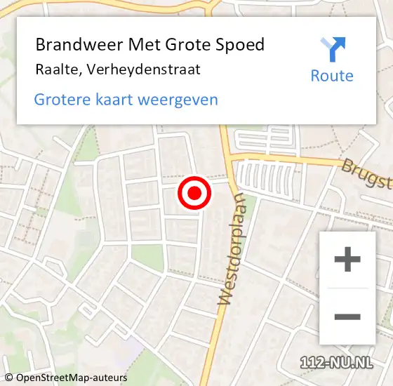 Locatie op kaart van de 112 melding: Brandweer Met Grote Spoed Naar Raalte, Verheydenstraat op 6 november 2022 11:46