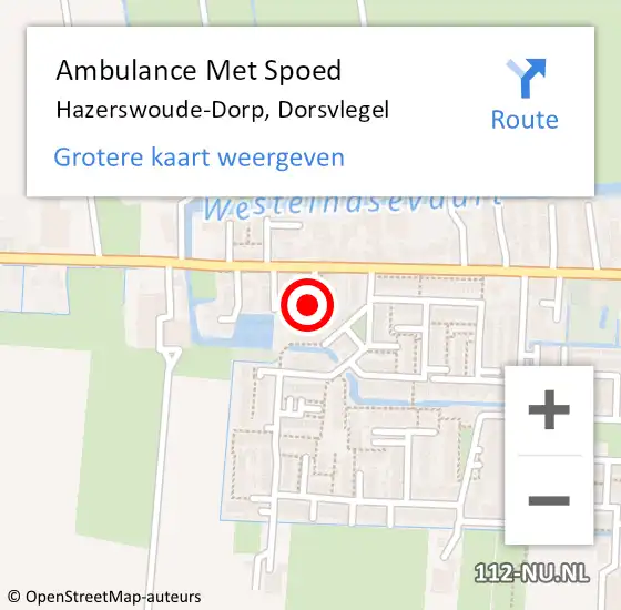 Locatie op kaart van de 112 melding: Ambulance Met Spoed Naar Hazerswoude-Dorp, Dorsvlegel op 6 november 2022 12:02