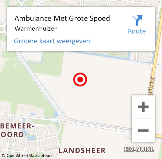 Locatie op kaart van de 112 melding: Ambulance Met Grote Spoed Naar Warmenhuizen op 6 november 2022 12:08