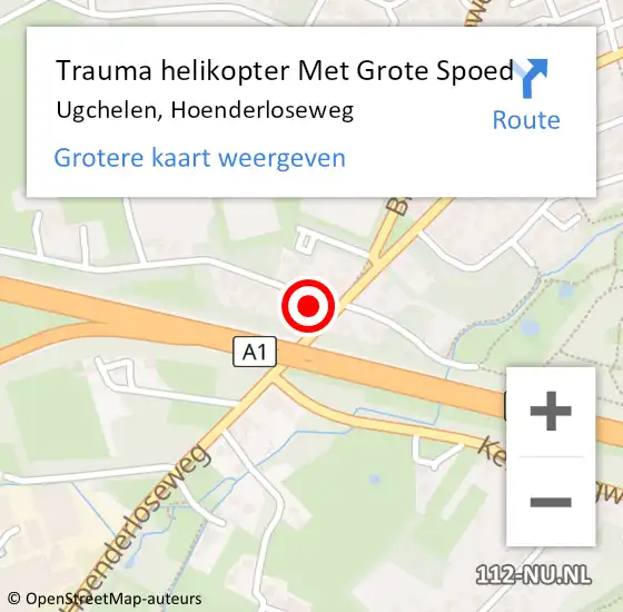 Locatie op kaart van de 112 melding: Trauma helikopter Met Grote Spoed Naar Ugchelen, Hoenderloseweg op 6 november 2022 12:20