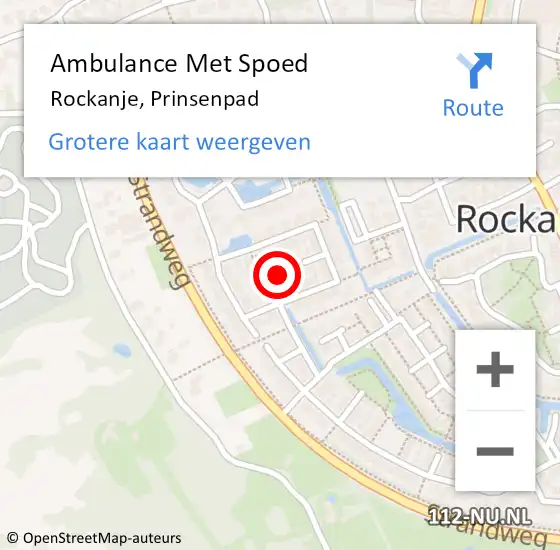 Locatie op kaart van de 112 melding: Ambulance Met Spoed Naar Rockanje, Prinsenpad op 6 november 2022 12:22