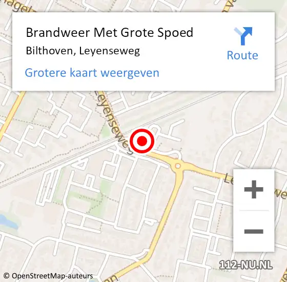 Locatie op kaart van de 112 melding: Brandweer Met Grote Spoed Naar Bilthoven, Leyenseweg op 6 november 2022 12:23