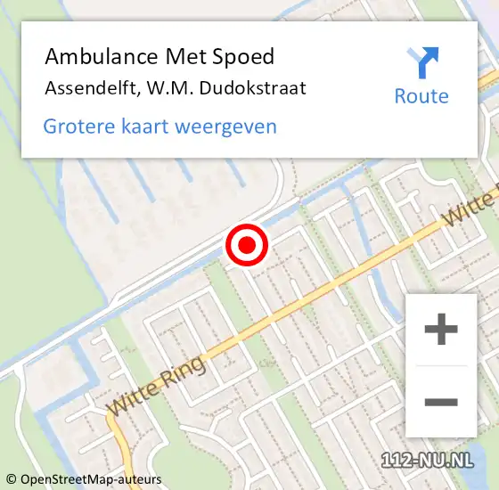 Locatie op kaart van de 112 melding: Ambulance Met Spoed Naar Assendelft, W.M. Dudokstraat op 6 november 2022 12:28