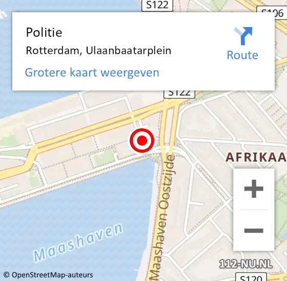 Locatie op kaart van de 112 melding: Politie Rotterdam, Ulaanbaatarplein op 6 november 2022 12:29