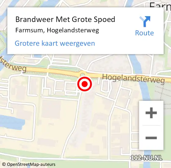 Locatie op kaart van de 112 melding: Brandweer Met Grote Spoed Naar Farmsum, Hogelandsterweg op 6 november 2022 12:29