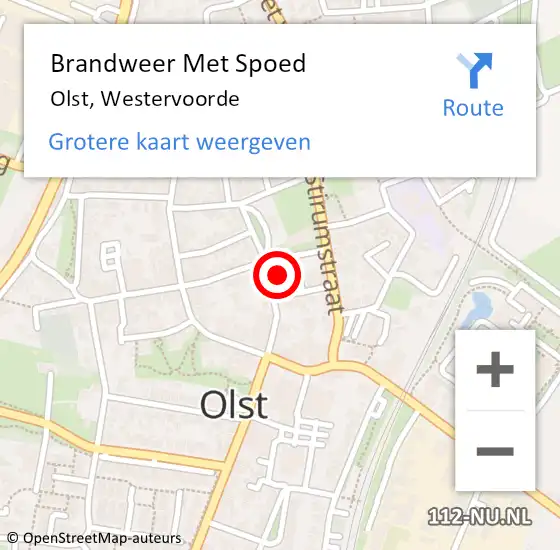 Locatie op kaart van de 112 melding: Brandweer Met Spoed Naar Olst, Westervoorde op 6 november 2022 12:30