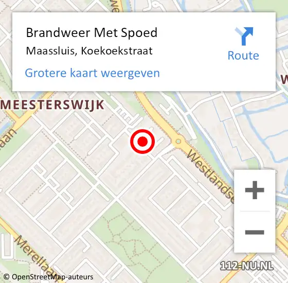 Locatie op kaart van de 112 melding: Brandweer Met Spoed Naar Maassluis, Koekoekstraat op 6 november 2022 12:35