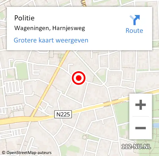 Locatie op kaart van de 112 melding: Politie Wageningen, Harnjesweg op 6 november 2022 12:49