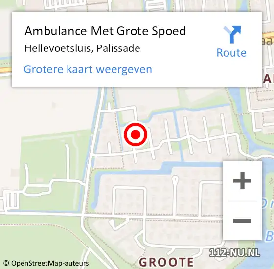 Locatie op kaart van de 112 melding: Ambulance Met Grote Spoed Naar Hellevoetsluis, Palissade op 6 november 2022 13:13