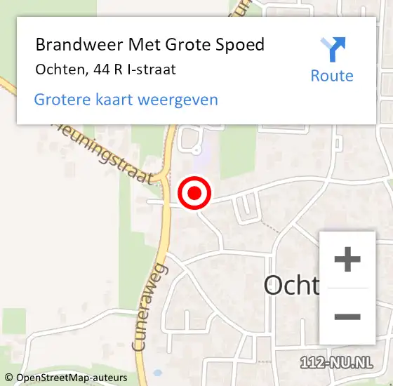 Locatie op kaart van de 112 melding: Brandweer Met Grote Spoed Naar Ochten, 44 R I-straat op 6 november 2022 13:15