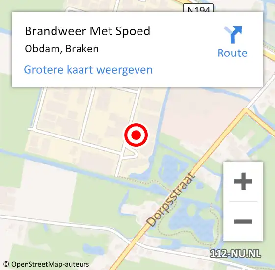 Locatie op kaart van de 112 melding: Brandweer Met Spoed Naar Obdam, Braken op 6 november 2022 13:32