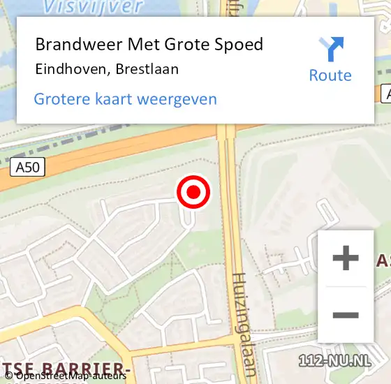 Locatie op kaart van de 112 melding: Brandweer Met Grote Spoed Naar Eindhoven, Brestlaan op 6 november 2022 14:13