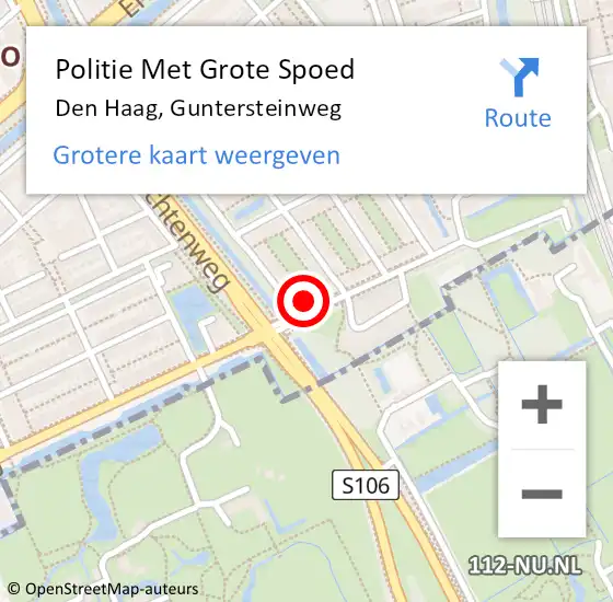 Locatie op kaart van de 112 melding: Politie Met Grote Spoed Naar Den Haag, Guntersteinweg op 6 november 2022 14:28