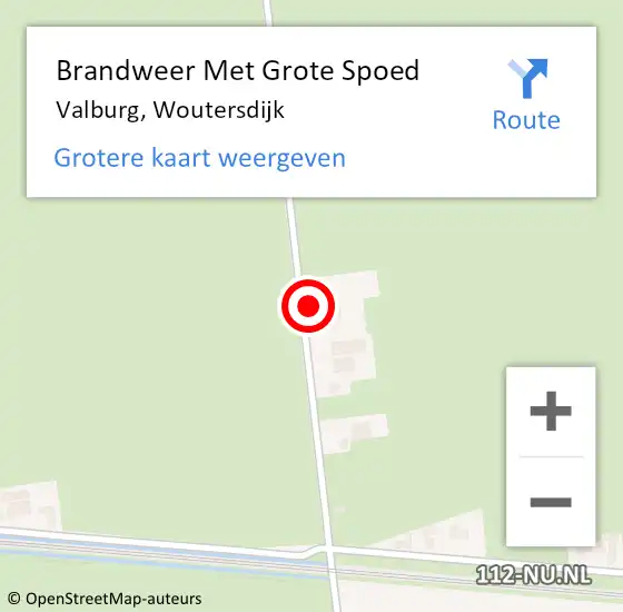 Locatie op kaart van de 112 melding: Brandweer Met Grote Spoed Naar Valburg, Woutersdijk op 6 november 2022 14:54