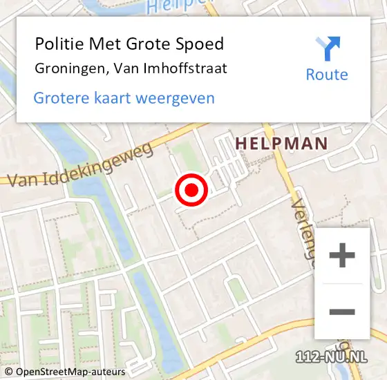 Locatie op kaart van de 112 melding: Politie Met Grote Spoed Naar Groningen, Van Imhoffstraat op 6 november 2022 14:57