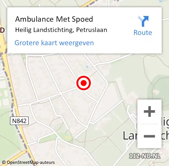 Locatie op kaart van de 112 melding: Ambulance Met Spoed Naar Heilig Landstichting, Petruslaan op 6 november 2022 15:08