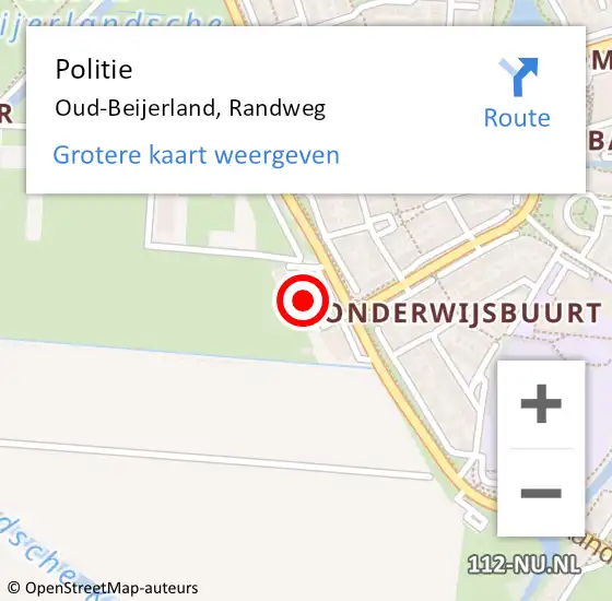 Locatie op kaart van de 112 melding: Politie Oud-Beijerland, Randweg op 6 november 2022 15:25