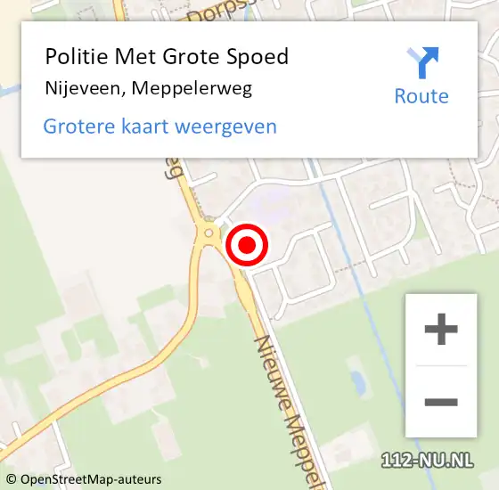 Locatie op kaart van de 112 melding: Politie Met Grote Spoed Naar Nijeveen, Meppelerweg op 6 november 2022 15:25