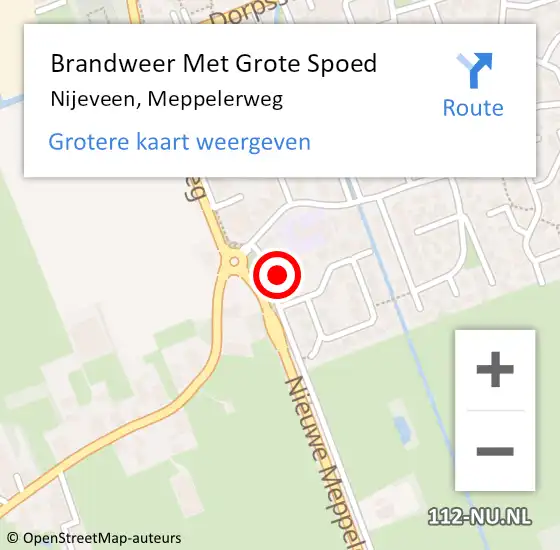 Locatie op kaart van de 112 melding: Brandweer Met Grote Spoed Naar Nijeveen, Meppelerweg op 6 november 2022 15:26