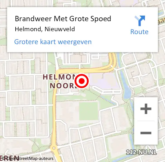 Locatie op kaart van de 112 melding: Brandweer Met Grote Spoed Naar Helmond, Nieuwveld op 6 november 2022 16:00
