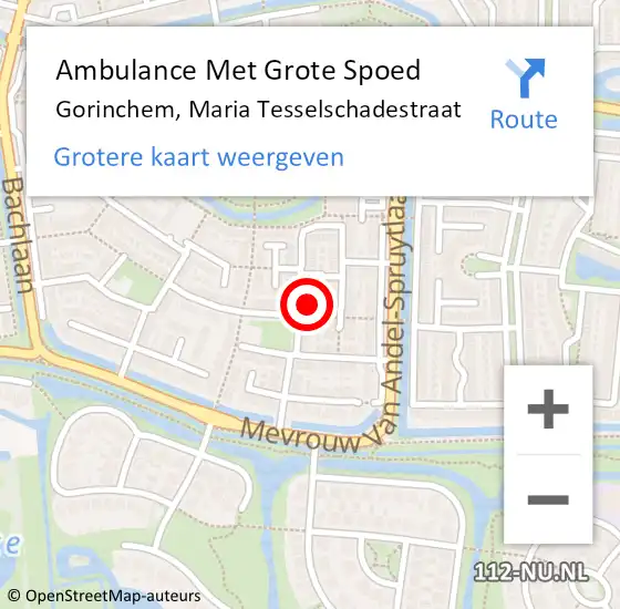 Locatie op kaart van de 112 melding: Ambulance Met Grote Spoed Naar Gorinchem, Maria Tesselschadestraat op 6 november 2022 16:07