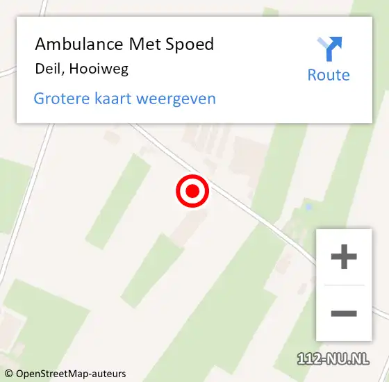 Locatie op kaart van de 112 melding: Ambulance Met Spoed Naar Deil, Hooiweg op 6 november 2022 16:10