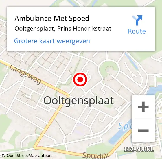 Locatie op kaart van de 112 melding: Ambulance Met Spoed Naar Ooltgensplaat, Prins Hendrikstraat op 6 november 2022 16:16