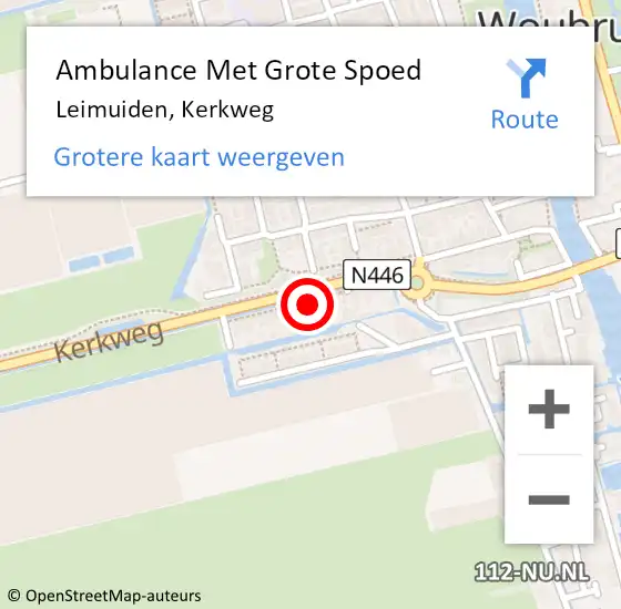 Locatie op kaart van de 112 melding: Ambulance Met Grote Spoed Naar Leimuiden, Kerkweg op 6 november 2022 16:33