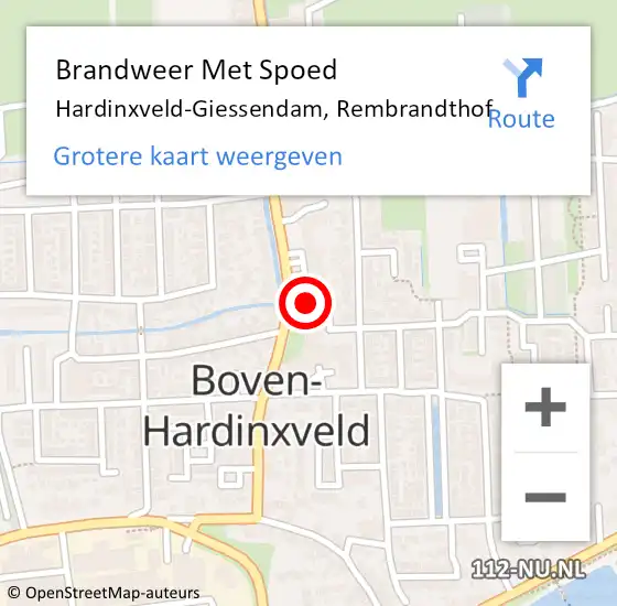 Locatie op kaart van de 112 melding: Brandweer Met Spoed Naar Hardinxveld-Giessendam, Rembrandthof op 6 november 2022 17:09