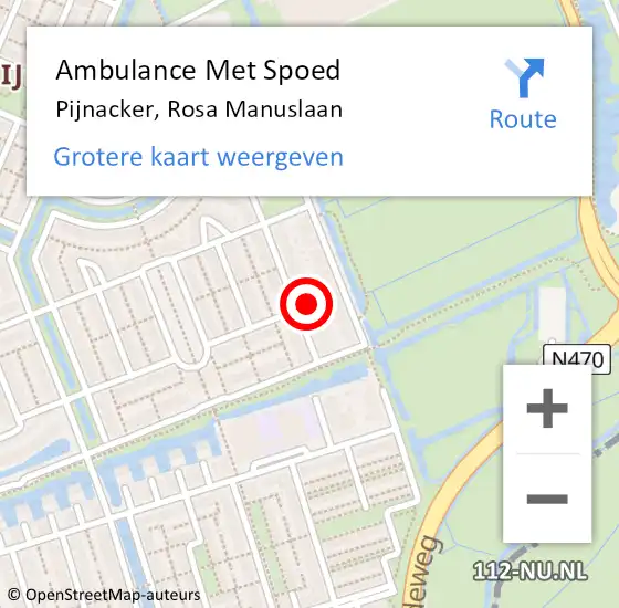 Locatie op kaart van de 112 melding: Ambulance Met Spoed Naar Pijnacker, Rosa Manuslaan op 6 november 2022 17:15