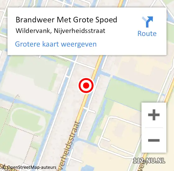 Locatie op kaart van de 112 melding: Brandweer Met Grote Spoed Naar Wildervank, Nijverheidsstraat op 6 november 2022 17:37