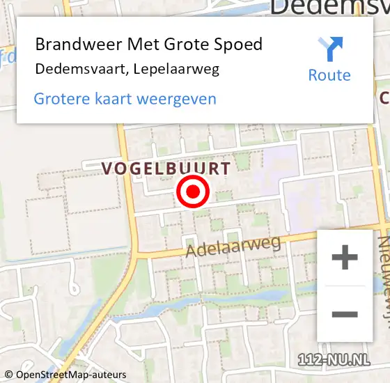 Locatie op kaart van de 112 melding: Brandweer Met Grote Spoed Naar Dedemsvaart, Lepelaarweg op 6 november 2022 18:14