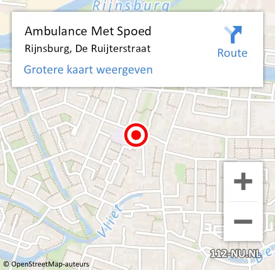 Locatie op kaart van de 112 melding: Ambulance Met Spoed Naar Rijnsburg, De Ruijterstraat op 6 november 2022 18:16