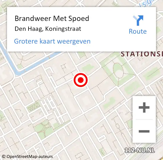 Locatie op kaart van de 112 melding: Brandweer Met Spoed Naar Den Haag, Koningstraat op 6 november 2022 18:34