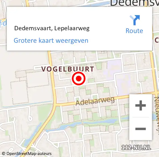 Locatie op kaart van de 112 melding:  Dedemsvaart, Lepelaarweg op 6 november 2022 19:10