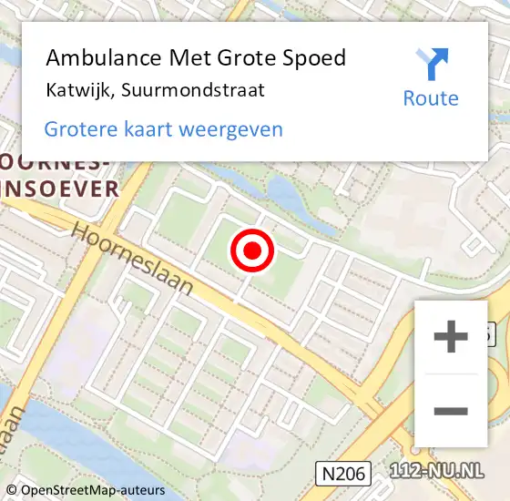 Locatie op kaart van de 112 melding: Ambulance Met Grote Spoed Naar Katwijk, Suurmondstraat op 6 november 2022 19:10