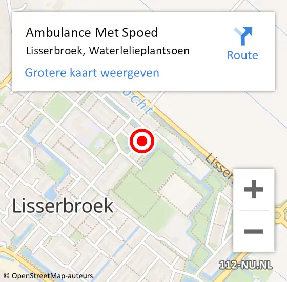 Locatie op kaart van de 112 melding: Ambulance Met Spoed Naar Lisserbroek, Waterlelieplantsoen op 6 november 2022 20:13