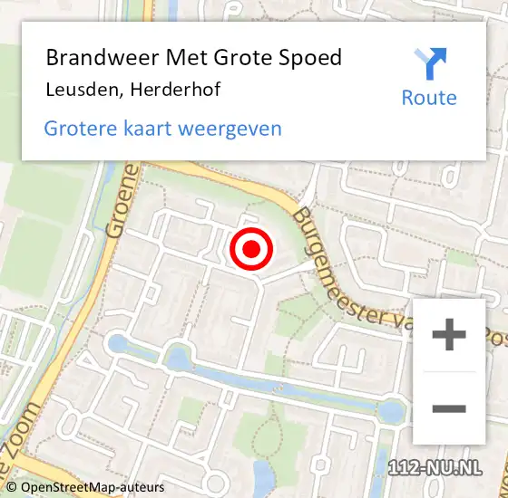 Locatie op kaart van de 112 melding: Brandweer Met Grote Spoed Naar Leusden, Herderhof op 6 november 2022 20:16